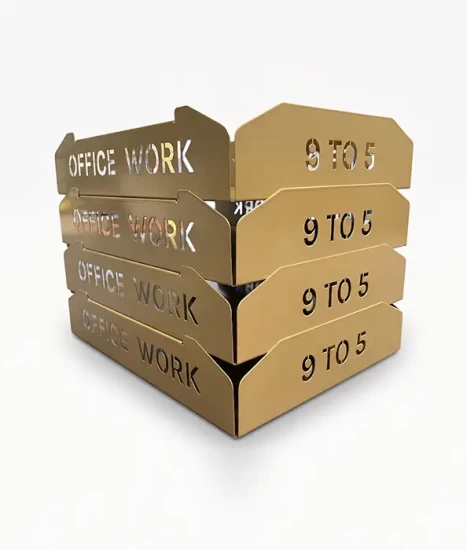 Set tăvițe metalice pentru birou OFFICE 4, OF5G-S4, model 5, gold