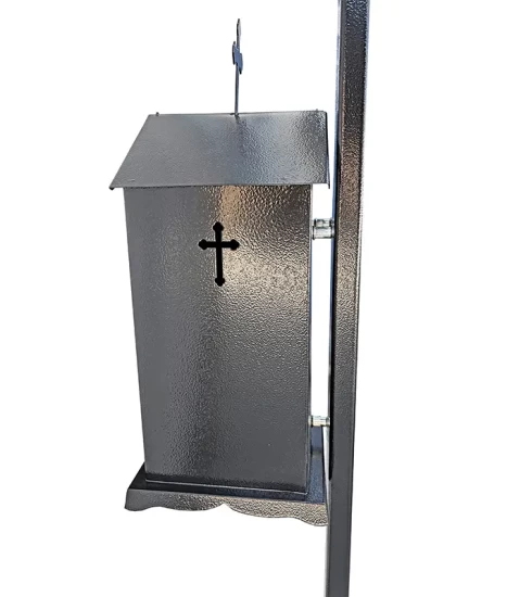 Cruce metalică cimitir cu felinar, GRS-CR4 – 182x75 cm, vopsită electrostatic