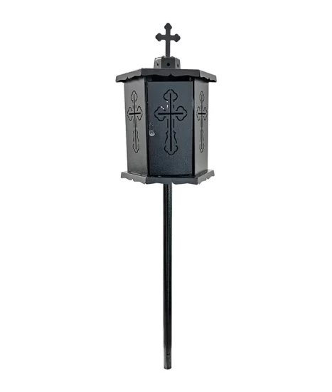 Felinar metalic pentru cimitir, GRS F8N, vopsit electrostatic negru