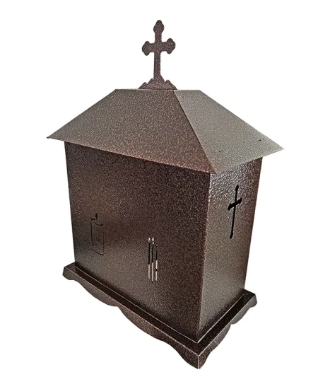Felinar metalic pentru cimitir, GRS F5M, vopsit electrostatic maro, fără picior