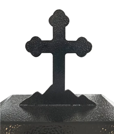 Felinar metalic pentru cimitir, GRS F5N, vopsit electrostatic negru, fără picior