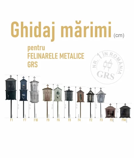 Felinar metalic pentru cimitir, GRS F5G, vopsit electrostatic gri-argintiu, fără picior