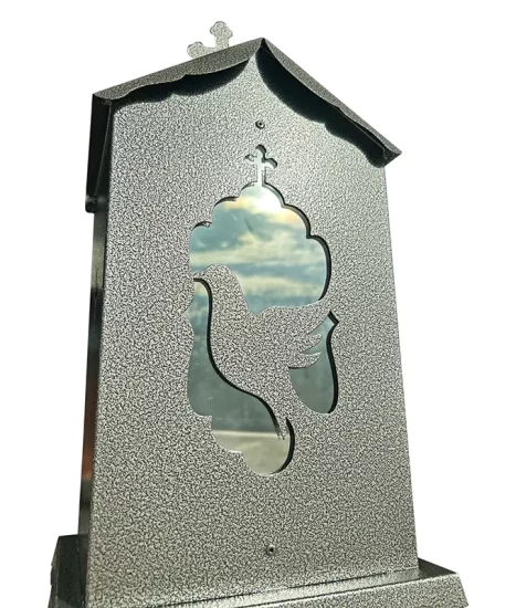 Felinar metalic pentru cimitir, GRS F6G, vopsit electrostatic gri, cu picior