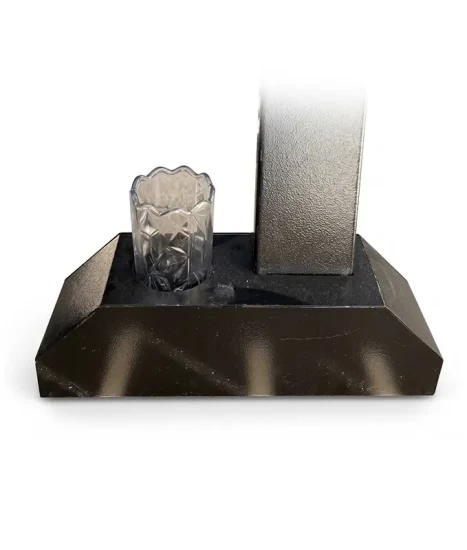Bază metalică decorativă pentru cruce cimitir cu felinar GRS-BZCR3, 40x12 cm, neagră