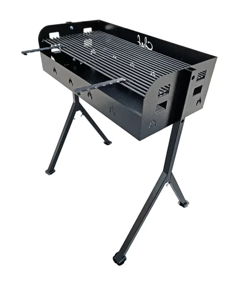 Grătar metalic de grădină și camping model Y, 83 x 39 x 96 cm, pe cărbuni, cu picioare detașabile