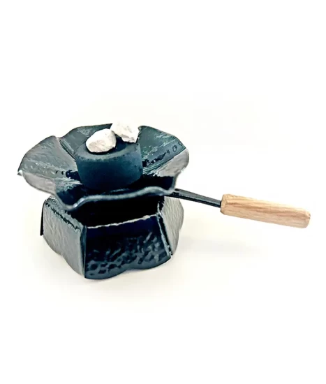 Cățuie din metal cu mâner din lemn pentru ars tămâie, GRS-K2N, negru, 62mm