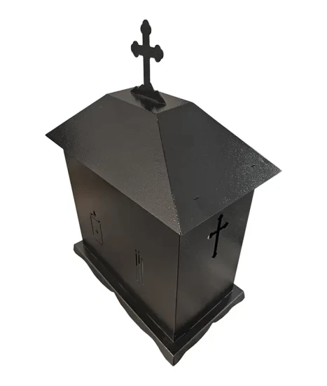 Felinar metalic pentru cimitir, GRS F5N, vopsit electrostatic negru, fără picior