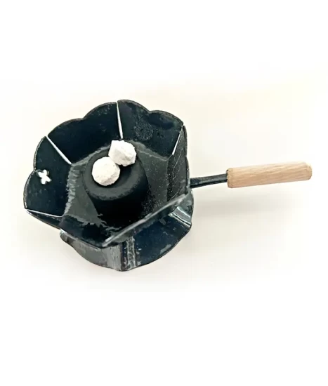 Cățuie din metal cu mâner din lemn pentru ars tămâie, GRS-K2N, negru, 62mm