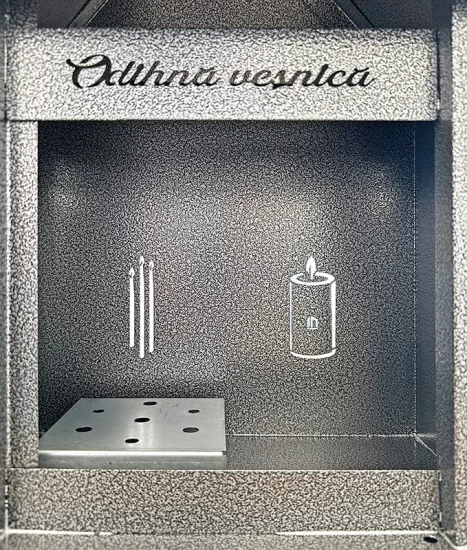 Felinar metalic pentru cimitir, GRS F5G, vopsit electrostatic gri-argintiu, fără picior