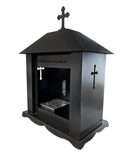 Felinar metalic pentru cimitir, GRS F5N, vopsit electrostatic negru, fără picior