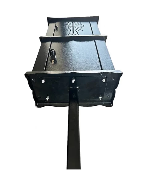 Felinar metalic pentru cimitir, GRS F1N, vopsit electrostatic negru, cu picior detasabil