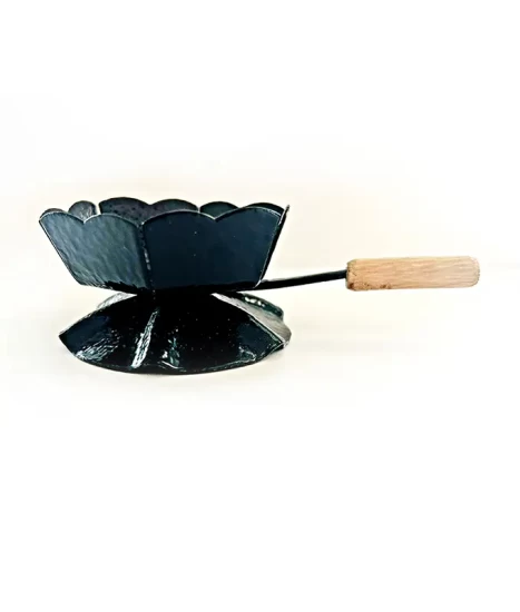 Cățuie din metal cu mâner din lemn pentru ars tămâie, GRS-K2N, negru, 62mm