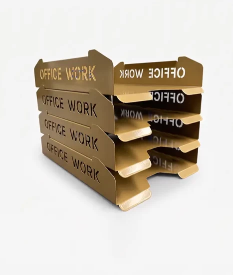 Set tăvițe metalice pentru birou OFFICE 4, OF5G-S4, model 5, gold