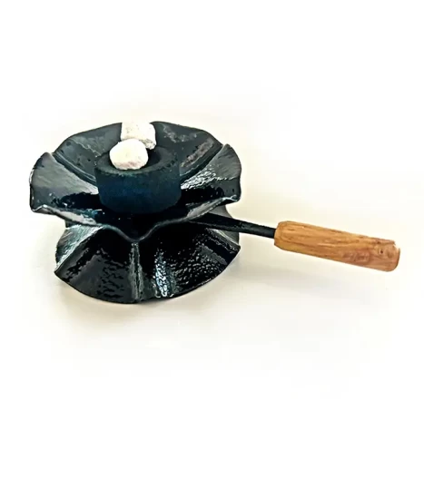 Cățuie din metal cu mâner din lemn pentru ars tămâie, GRS-K1N, negru, 56mm