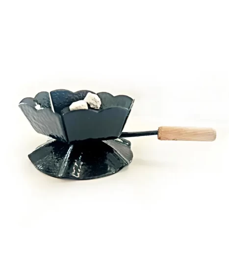 Cățuie din metal cu mâner din lemn pentru ars tămâie, GRS-K2N, negru, 62mm