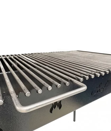 Grătar metalic de curte și grădină model W, 70 x 45 x 85 cm, pe cărbuni, cu picioare detașabile, două grilluri și o plită
