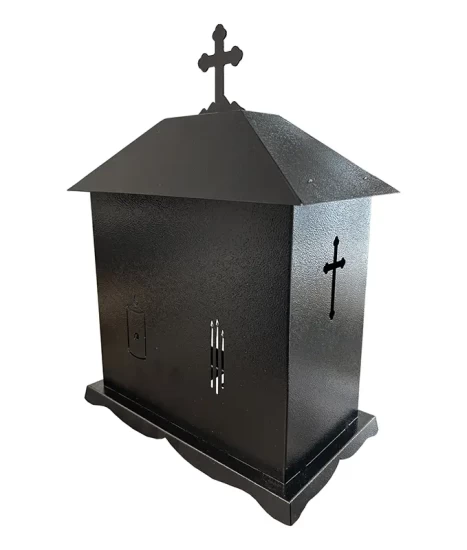 Felinar metalic pentru cimitir, GRS F5N, vopsit electrostatic negru, fără picior