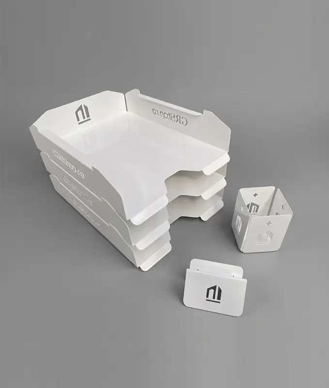 Set tăvițe metalice pentru birou OFFICE 3, OF6A-S3, model 6, alb