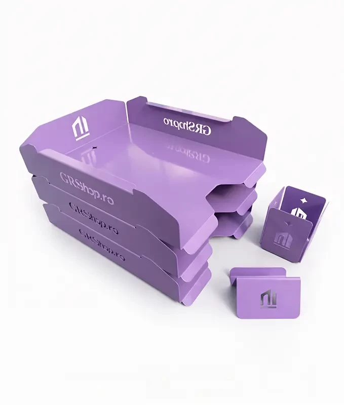 Set tăvițe metalice pentru birou OFFICE 3, OF6V-S3, model 6, violet