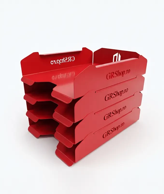 Set tăvițe metalice pentru birou OFFICE 4, OF6R-S4, model 6, roșu