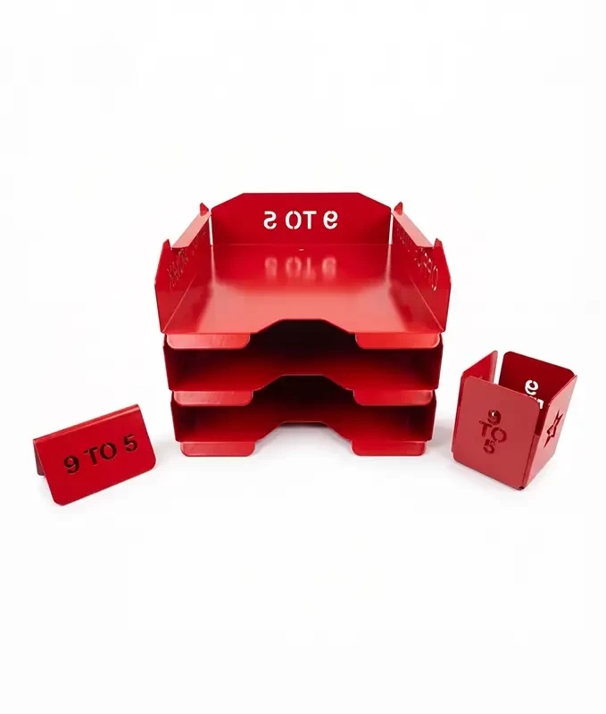 Set tăvițe metalice pentru birou OFFICE 3, OF5R-S3, model 5, roșu