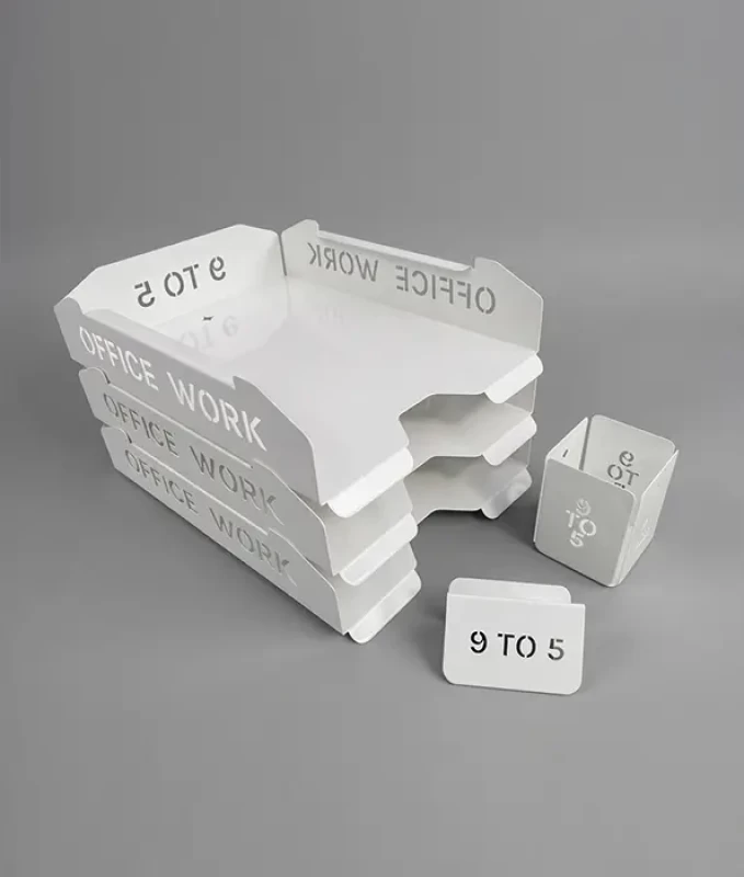 Set tăvițe metalice pentru birou OFFICE 3, OF5A-S3, model 5, alb