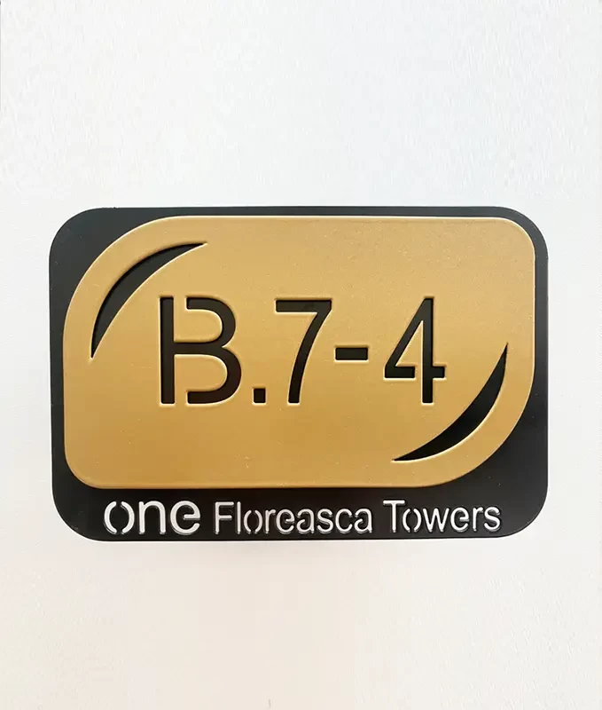 Plăcuță din tablă oțel pentru numerotare apartamente, model M2