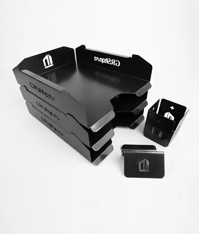 Set tăvițe metalice pentru birou OFFICE 3, OF6N-S3, model 6, negru