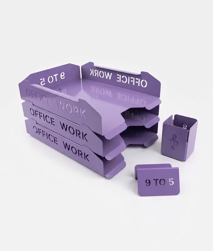 Set tăvițe metalice pentru birou OFFICE 3, OF5V-S3, model 5, violet