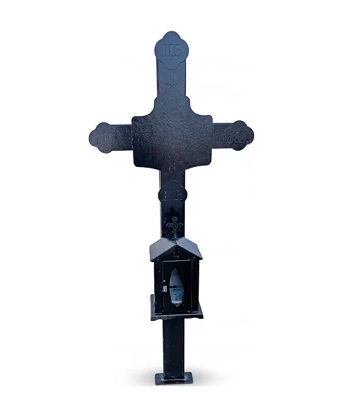 Cruce Metalică Cimitir cu felinar, GRS-CR3 – 150x62 cm, vopsită electrostatic