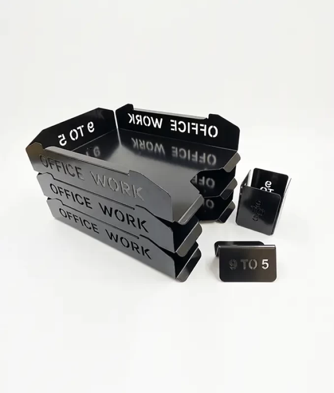 Set tăvițe metalice pentru birou OFFICE 3, OF5N-S3, model 5, negru