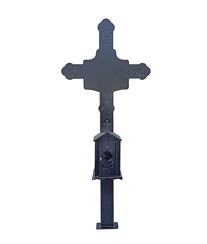Cruce metalică cimitir cu felinar, GRS-CR4 – 182x75 cm, vopsită electrostatic
