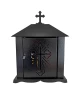 Felinar metalic pentru cimitir, GRS F5U1N cu usă, vopsit electrostatic negru, fără picior
