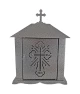 Felinar metalic pentru cimitir, GRS F5U1G cu ușă, vopsit electrostatic gri-argintiu, fără picior
