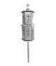 Felinar metalic pentru cimitir, GRS F10G, vopsit electrostatic gri-argintiu, cu picior
