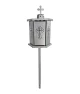 Felinar metalic pentru cimitir, GRS F8G, vopsit electrostatic gri-argintiu, cu picior