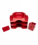 Set tăvițe metalice pentru birou OFFICE 3, OF5R-S3, model 5, roșu
