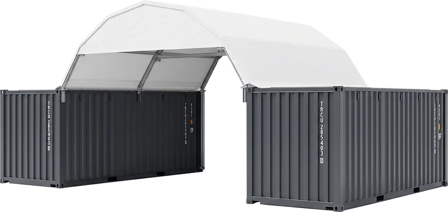 Cort container cu usa armonica pe sina